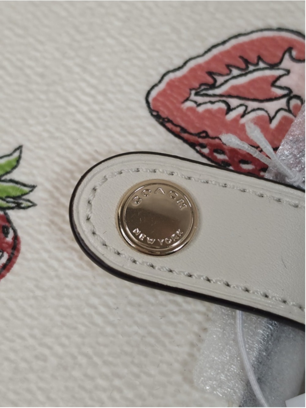 NWT Coach Notebook With Strawberry Print In Canvas/Leather Chalk Multi CAO4 - Picture 7 of 10